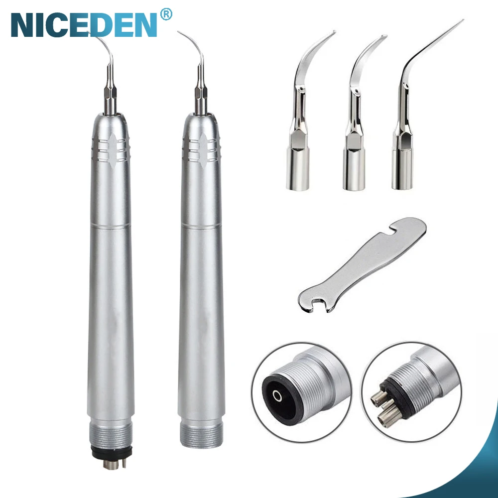 

Dental Ultrasonic Air Scaler with 3 Tips Tooth Calculus Remover Cleaning Tool Handpiece Whiten 2Holes/4 Holes Tooth Cleaner Dent