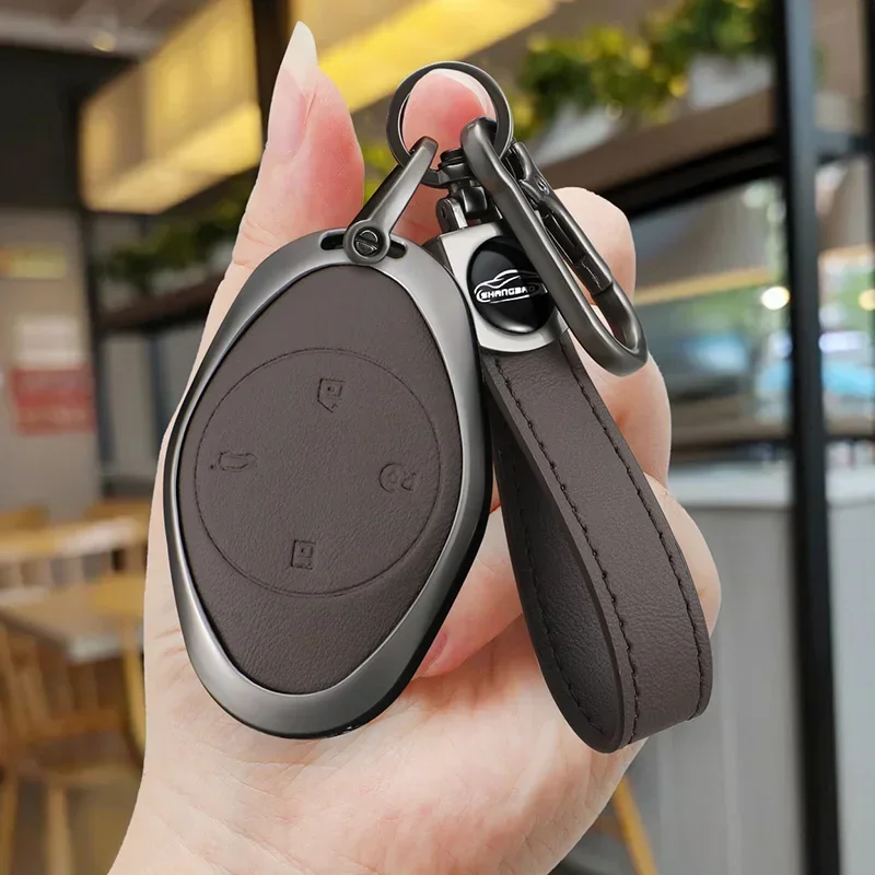 

Leather Car Remote Key Case Cover For Xiaopeng Xpeng P5 P7 G3 G6 G9 G3i 2021 2022 Car Key Fob Shell Holder Keychain Accessories