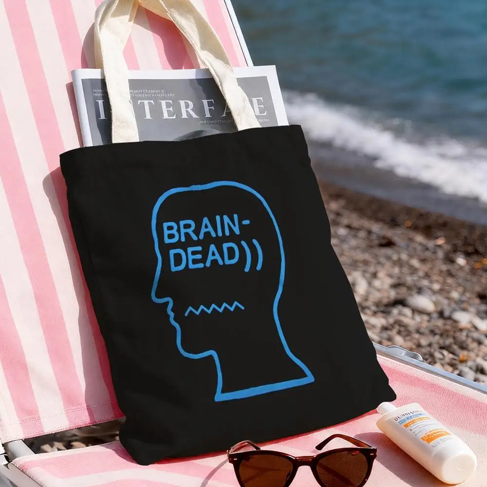 B-Brain Dead Storage Bags Double-Sided Printed Canvas Tote Bag Large Capacity Women Shoulder Handbag