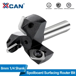 XCAN CNC Spoilboard Surfacing Router Bit 8mm 1/4 Shank Slab Flattening Router Bit Carbide Insert Wood Planer Bit