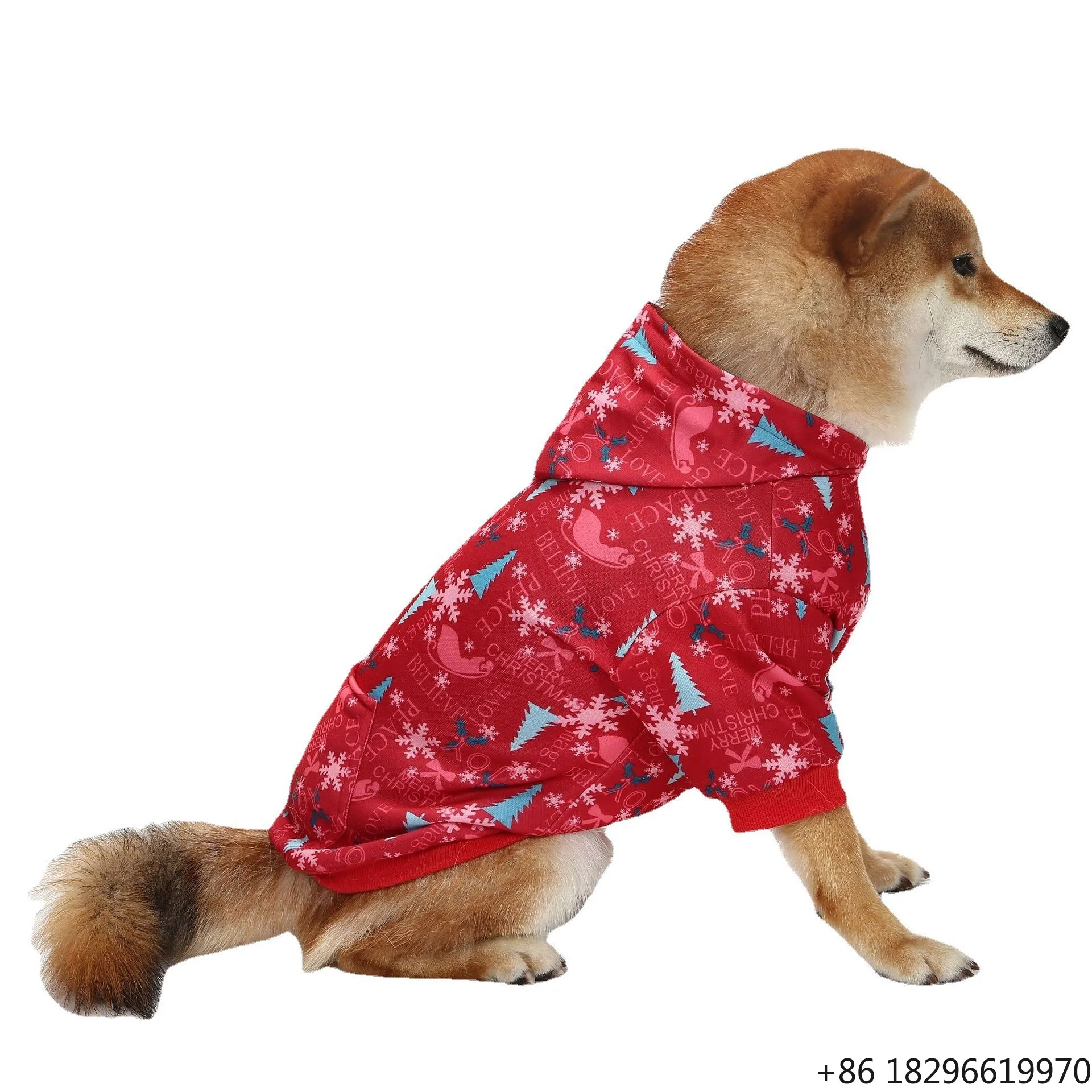 Christmas Printed Warm Hoodie Medium Large Dog Winter Festive Pet Outfit
