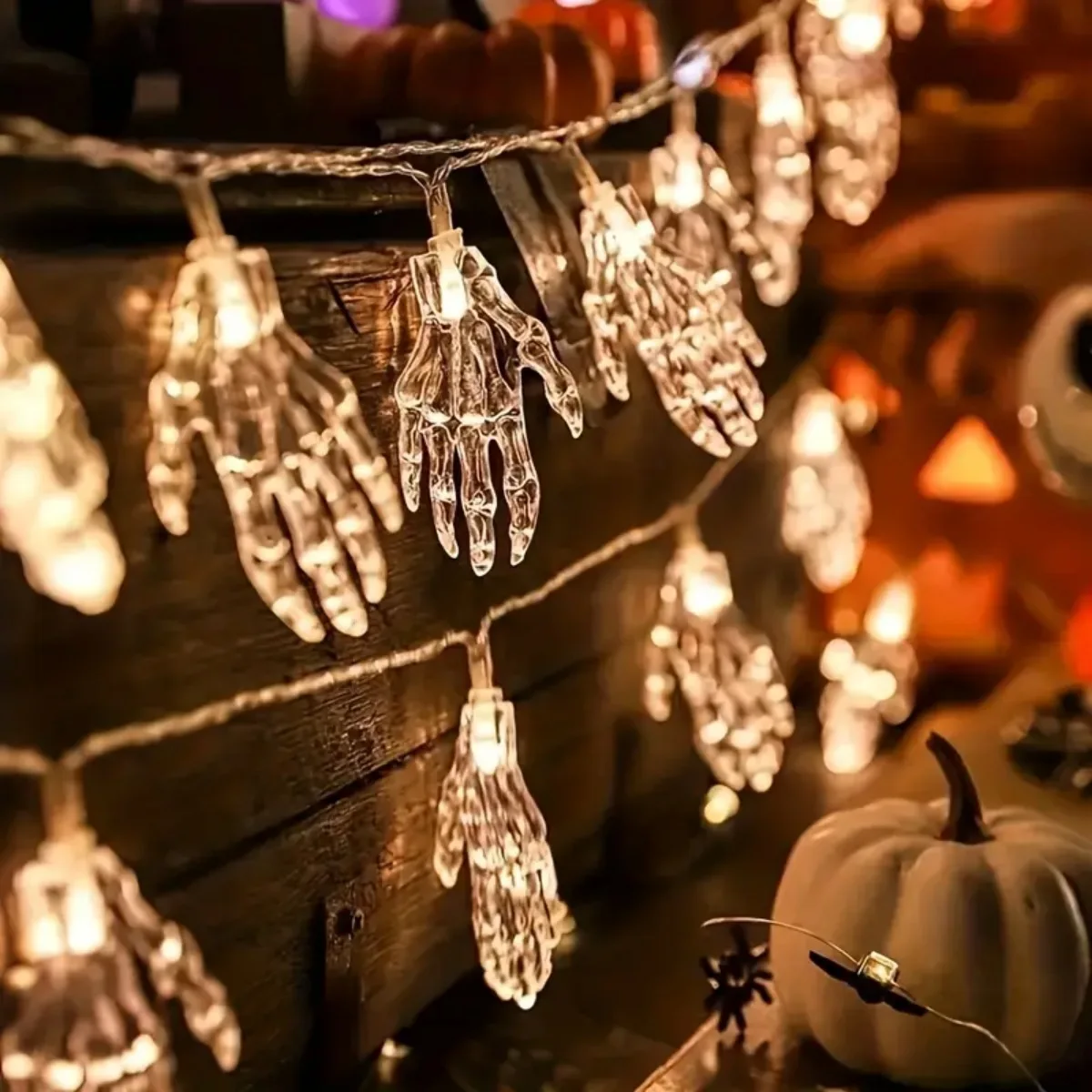 أضواء سلسلة ليد شبح مخلب ، جو رعب ، مصباح هالويين ، يعمل بالبطارية ، مناسب لديكور باتري مسكون ، 1 روض