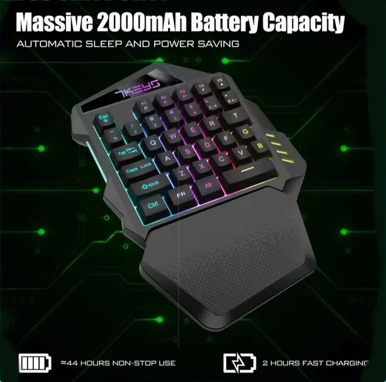 Imagem -05 - Teclado Mecânico do Jogo Um-mão sem Fio Rgb Esquerdo E-sports Pequeno Acessórios de Computador Presente 2.4g