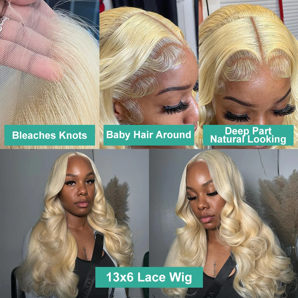 Brazilian 30 40 inches Body Wave 613 Honey Blonde HD Transparent Lace Front Human Hair Wigs 13x6 Lace Frontal Wig Glueless Wig