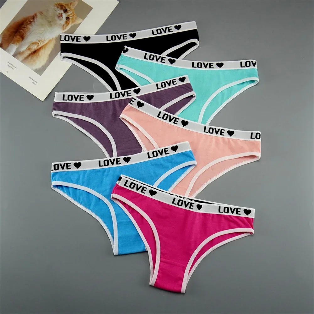 6 PCS Free Shipping Cotton Underwear Women Seamless Cotton Brazilian Panties M-XL Cute Feamles Underpants Low-Rise