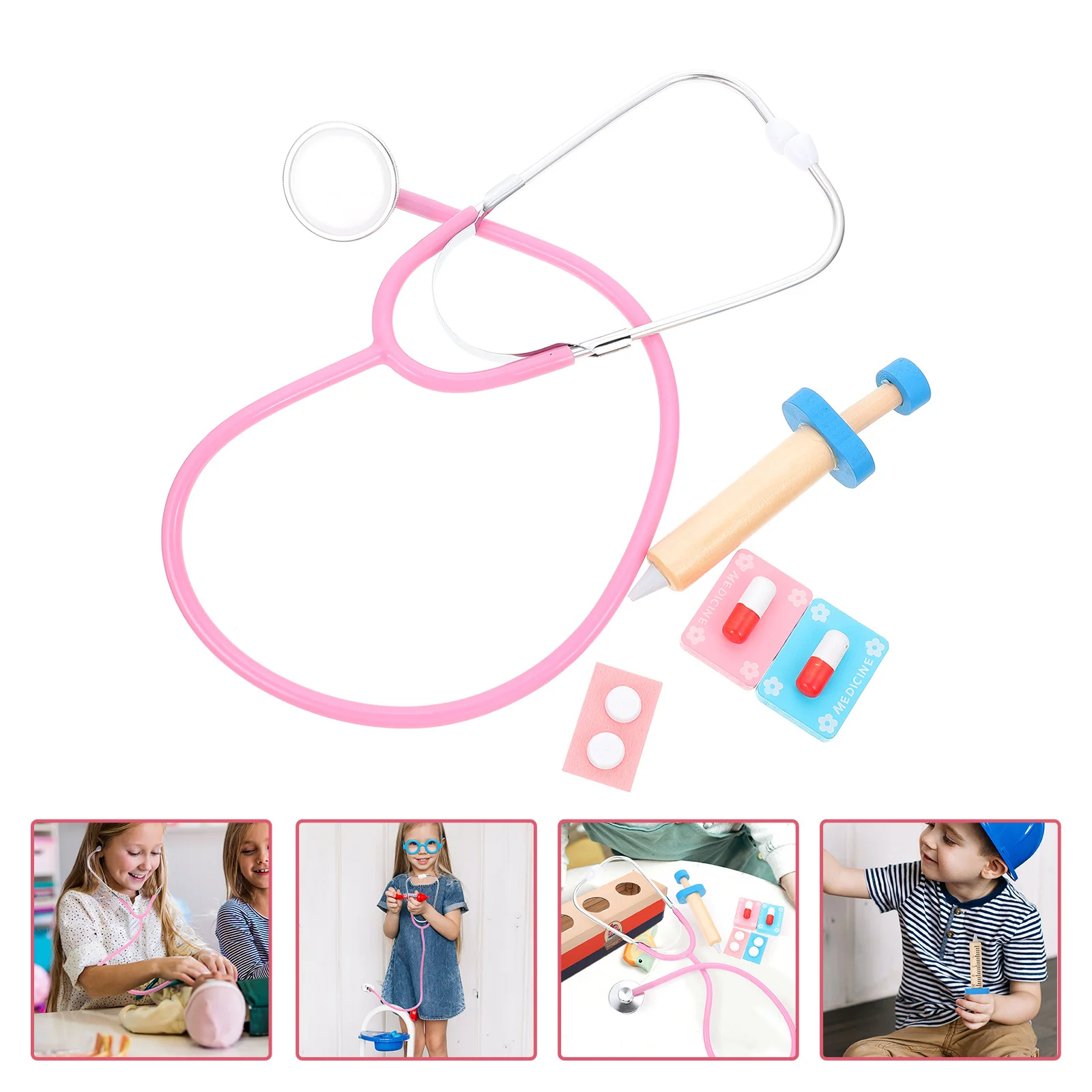 ชุดคุณหมอสำหรับเด็ก ชุดเล่นบทบาทสมมติทางการแพทย์ ชุดจำลองการเล่นบทบาทสมมติในโรงพยาบาล ลายการ์ตูน