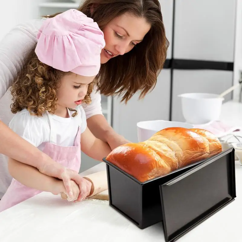 Loaf Pan Heat Resistant Loaf Pan With Lid Aluminized Non-Stick Toast Box For Oven Baking Home Baking Mould Cake Toast Bread Mold