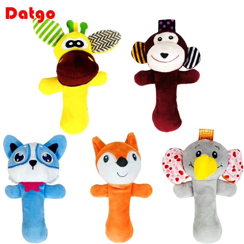 New Baby Plush Rattles Cartoon Animals Grab Ability Training Toy Infant Stroller Bed Hanging Bell Plush Dolls Educational Toys