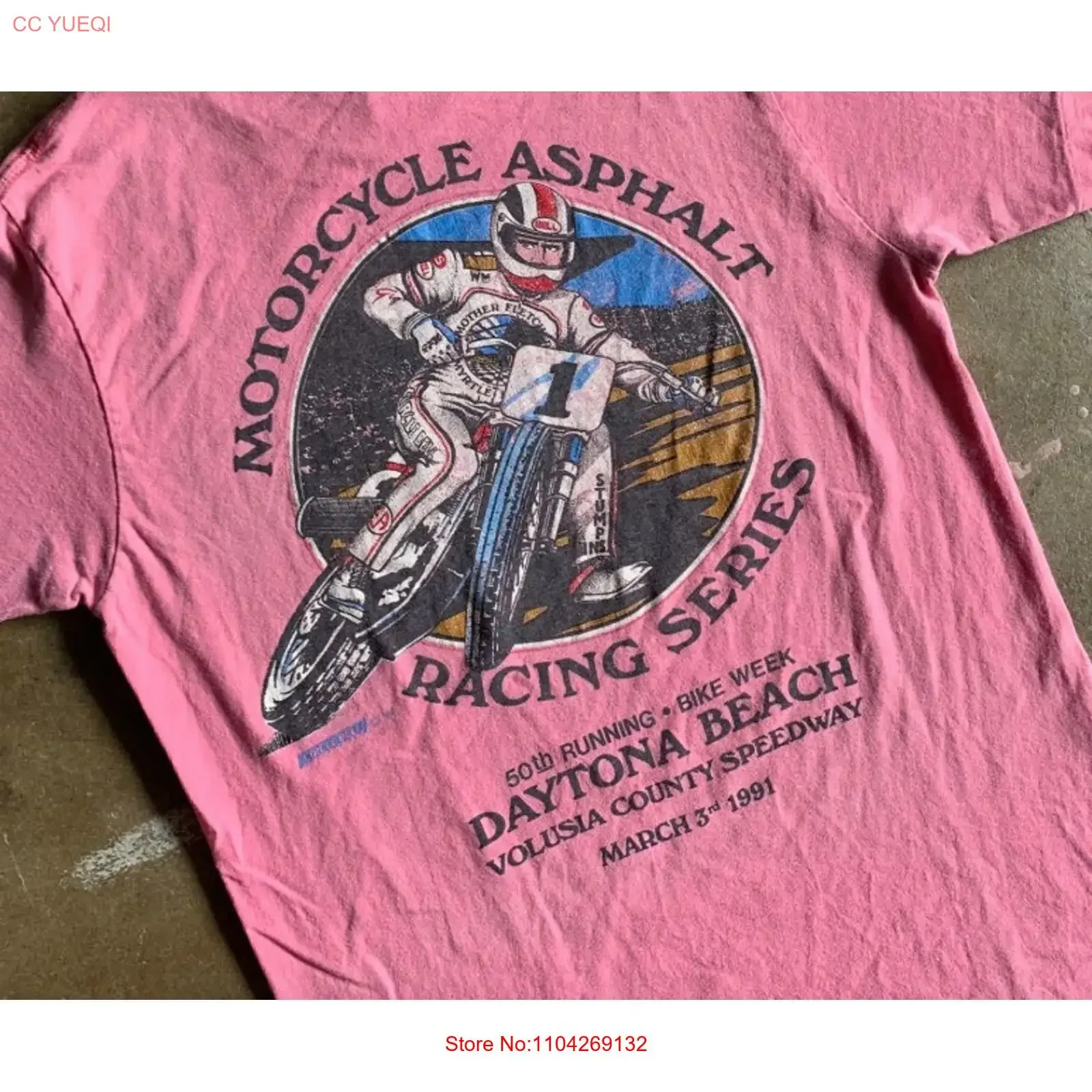 MOTORCYCLE ASPHALT RACING SERIES MARS DAYTONA BEACH short sleeve shirt KV40716 vintage Washed Stylish fashion