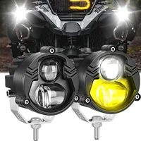 Faro LED para motocicleta, focos adicionales de doble Color blanco/ámbar, luces antiniebla para Jeep Boat 4X4, camión, Tractor, ATV, SUV