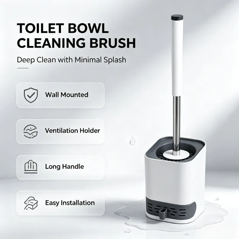Silicone TPR Toilet Brush with Tweezers Bathroom Accessories Wall Hanging Toilet Brush Bathroom Storage Cleaning Brush