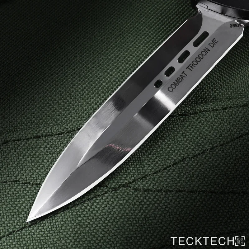 High End Mirror Blade Combat Troodon Knife MICRO TECK TECH Tactical Military Pocket Knife CNC T6 Aluminum Handle EDC Pocketknife