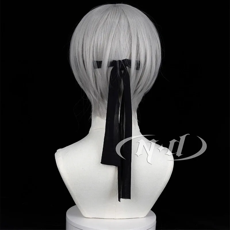 Cynd yorha no.9 tipo s 9s perucas cosplay nier automata curto cabelo cinza perucas cosplay para comic con coser festa de halloween sintético
