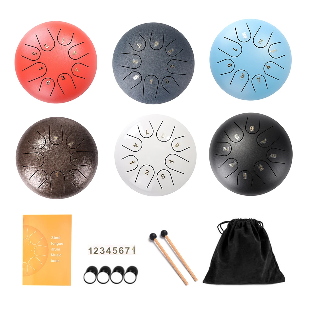 6 inch Steel Tongue Drum 8 Tone Hand Pan Drum Tank with Drumsticks Carrying Bag Mini Hand Pan Drums with Drumsticks Percussion