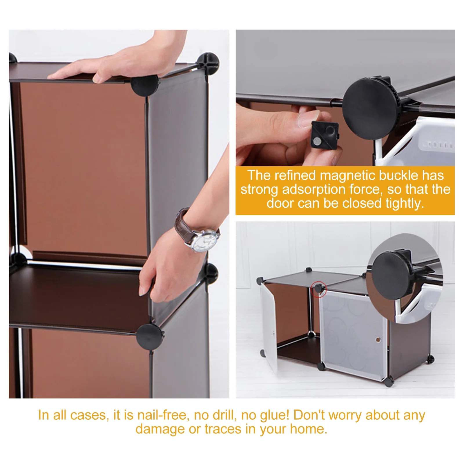 

40pcs Plastic Snap Fasteners Closet Accessories Shoe Cabinet Storage Durable Pp Material Multi-Functional Modular Snap-Lock