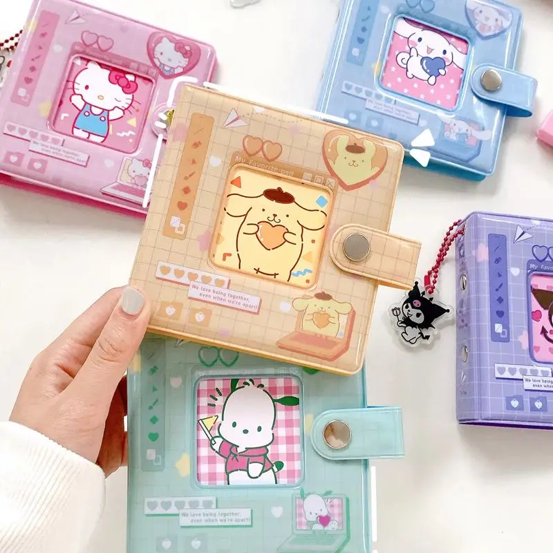 Kawaii Sanrio Anime Mini Photo Album Hello Kitty Kuromi My Melody Card Book Cinnamoroll Photo Storage Book Cute Gift