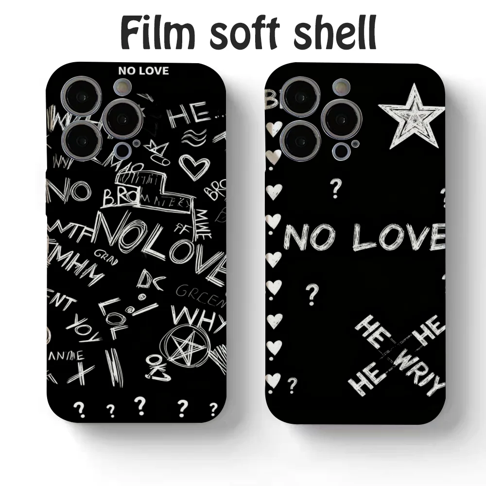 

Black Line Letters Phone Case Feilin INS For IPhone 16 15 14 13 12 11 Pro Max Plus Liquid Silicone Soft Shell