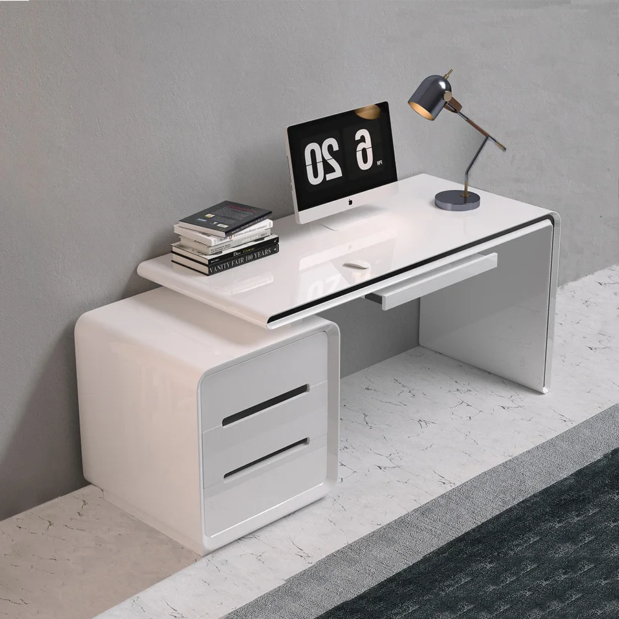 ミニマリストクラフトオフィスデスクかわいい収納スペース節約白いホーム引き出しオフィスデスクスタンディングスタディビウルコトレンディ家具