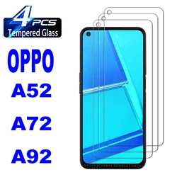 2/4 Uds vidrio templado para OPPO A52 A72 A92 Protector de pantalla de vidrio