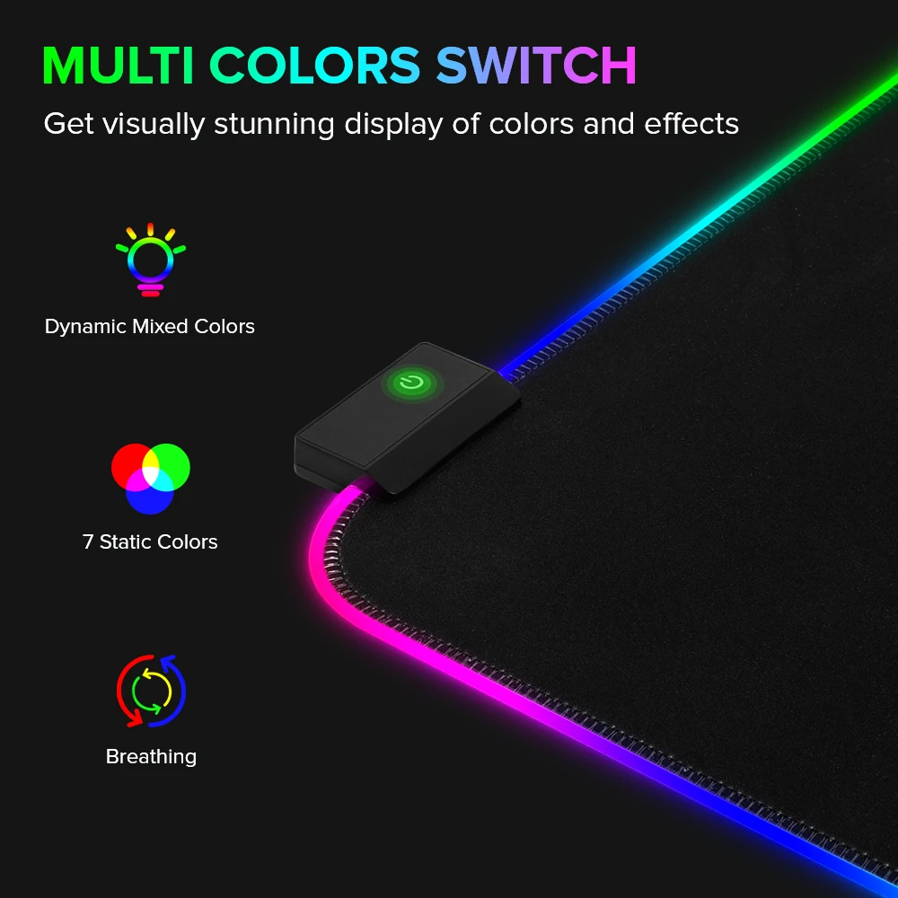 DELUX GP003 Large RGB Gaming Mouse Pad Non Slip Rubber Base Waterproof Mat with Durable Edges Great for Office and Gaming