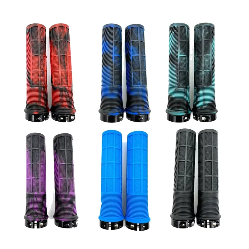 

TPR Bicycle Grips Integrated Bicycle Handle End Grip Aluminum Alloy Lock on Cycling Handles Non-slip MTB Cuffs Cover Bike Part