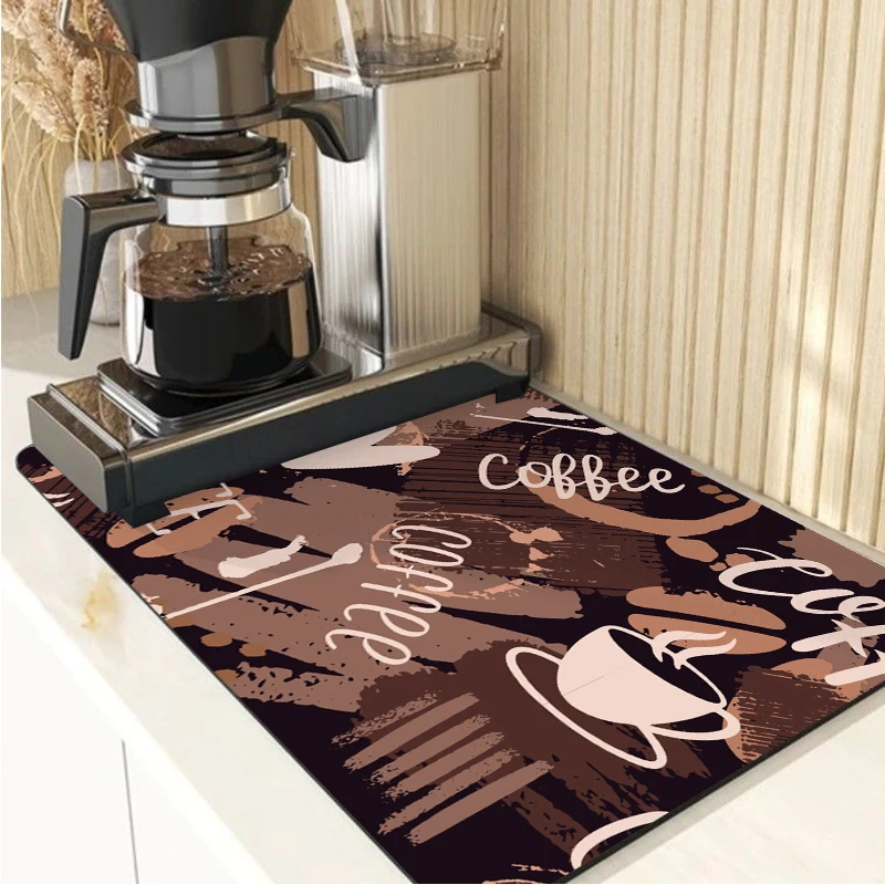 

Coffee Machine Draining Mat Kitchen Absorbent Draining Quick Dry Bathroom Drain Pad Mat Super Absorbent Draining DishDrying Mat