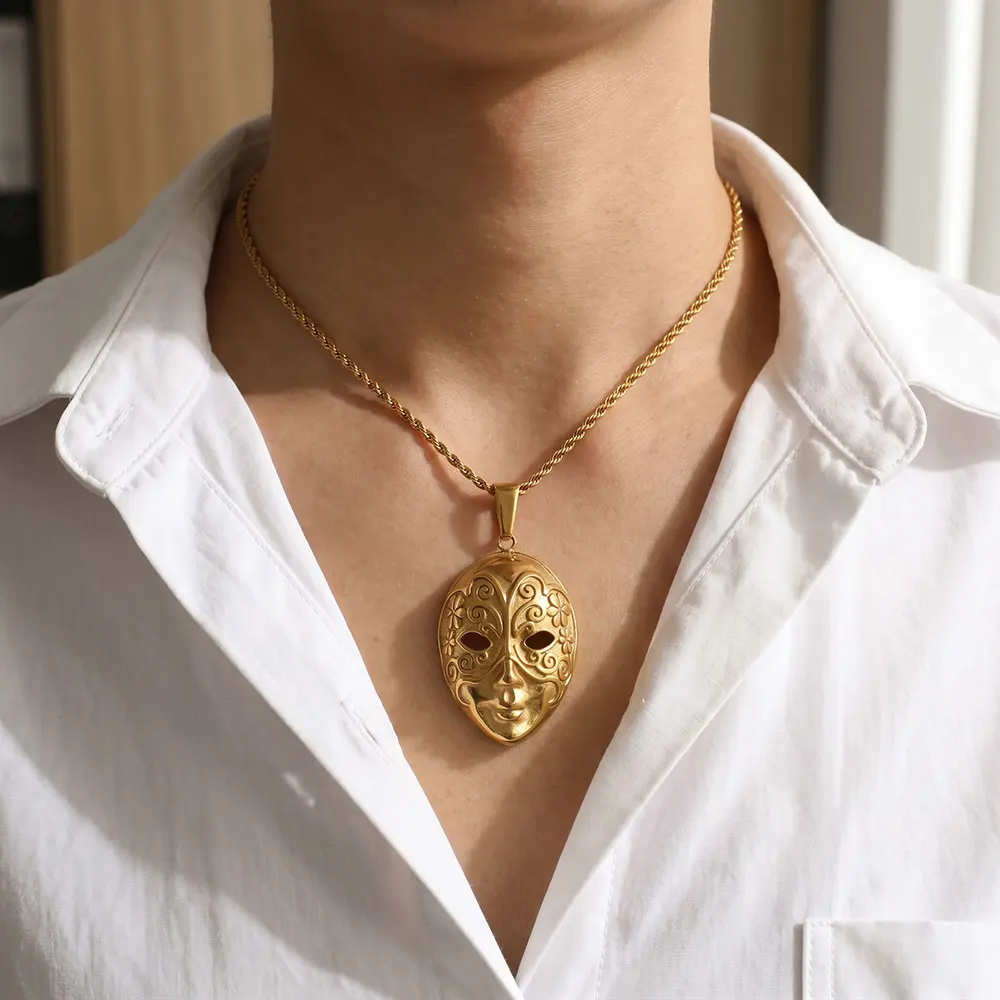 2 Stück Edelstahl-Maskenanhänger, vergoldet, Emaille, venezianische Maske, Gesichtsanhänger für DIY-Schmuckherstellung, Damen-Ohrringmaterial – Detail 3