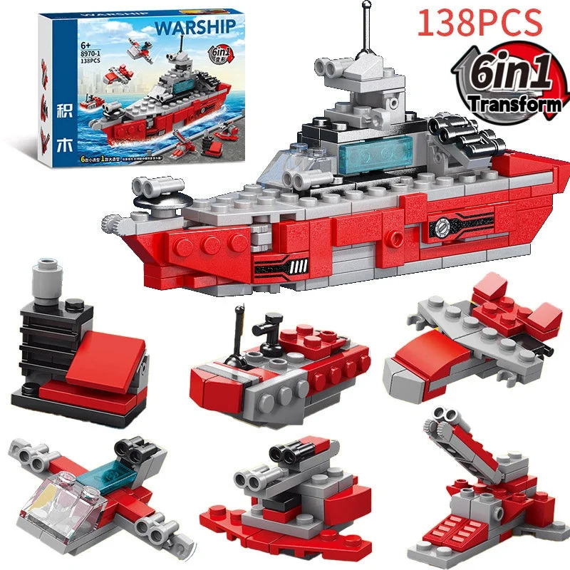 

Конструктор 6 в 1: танк, авианосец, истребитель. Образовательные военные игрушки для мальчиков. Подарок на праздник.