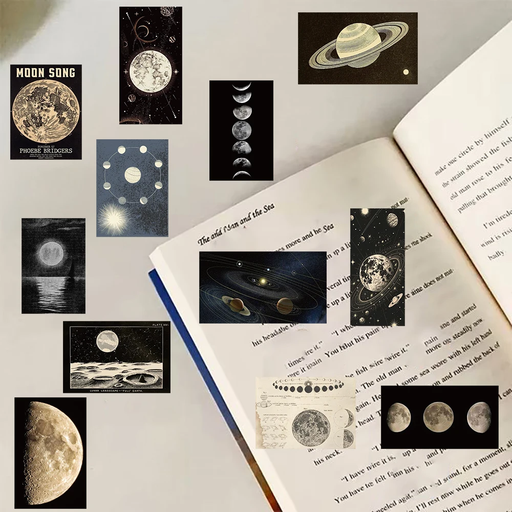 50 قطعة ملصقات الجسم السماوية الرجعية حقيبة الجمالية سكرابوكينغ الأمتعة الحنين خمر الشارات مقاوم للماء حقيبة ملصق #5