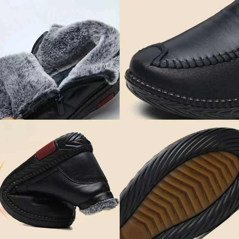 2024 Stivali da donna Peluche Scarpe femminili antiscivolo Stivali da neve da donna invernali Scarpe in pelle di cotone Stivaletti casual Botas Mujer