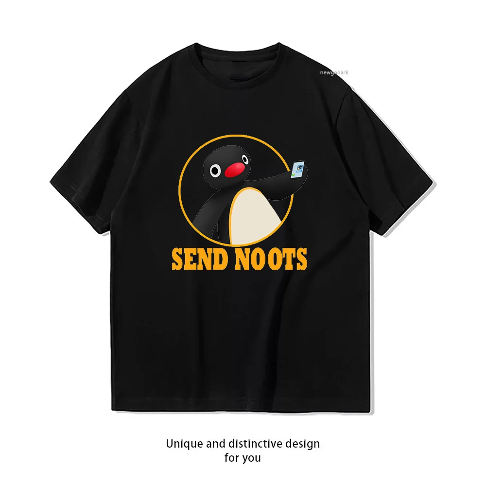 Send Noots Pingu Shirt Summer Woman Man Casual Breathable Printed T-shirt fashion O-neck S-3XL Tops couple Gift Short-sleev