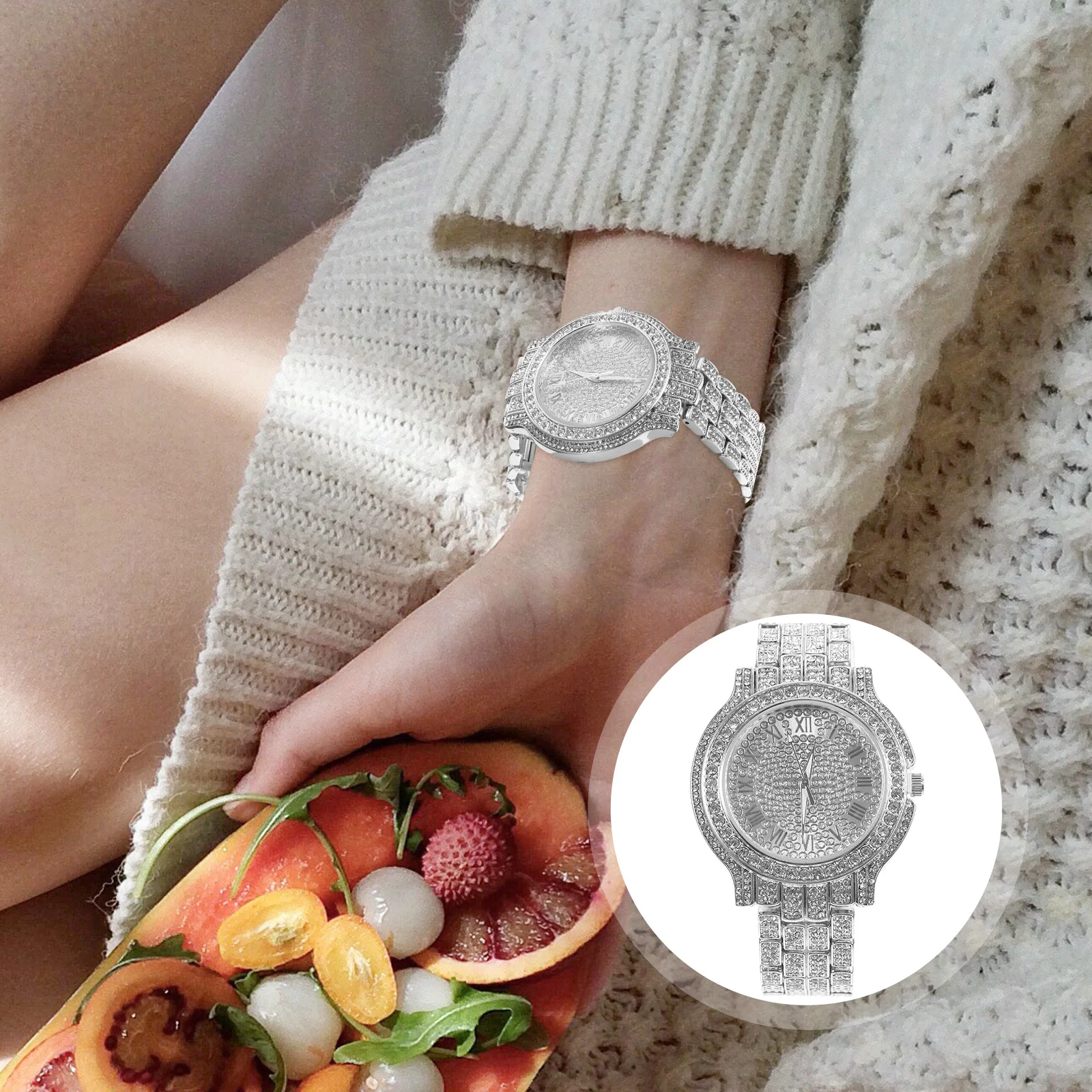 

Rhinestone Ladies Watch Quartz Timepiece Adjustable Belt Decorative Wrist Women Fashion Casual Girl Gifts Watches Exquisite