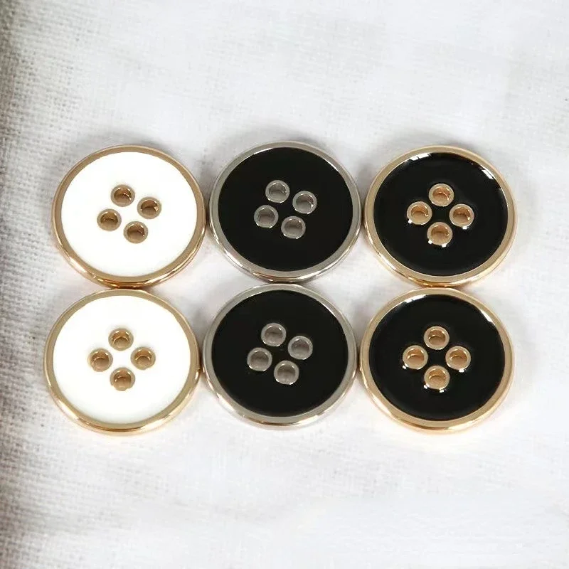 10PCS 4-hole Buttons Small Large Round Zinc Alloy Buttons Woman Fashion Woolen Cloth Coat Accessories