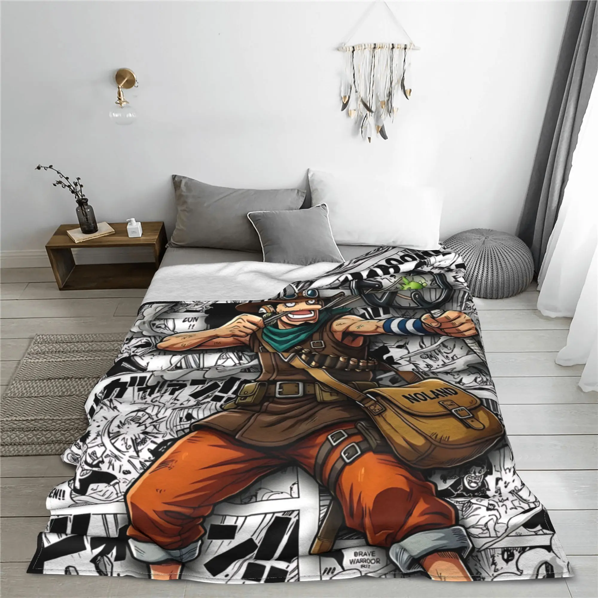 1PC home Cutecore Room Decor One Pieces Usopp Blanket Throw Blanket  Novelty Warm Blanket All Season