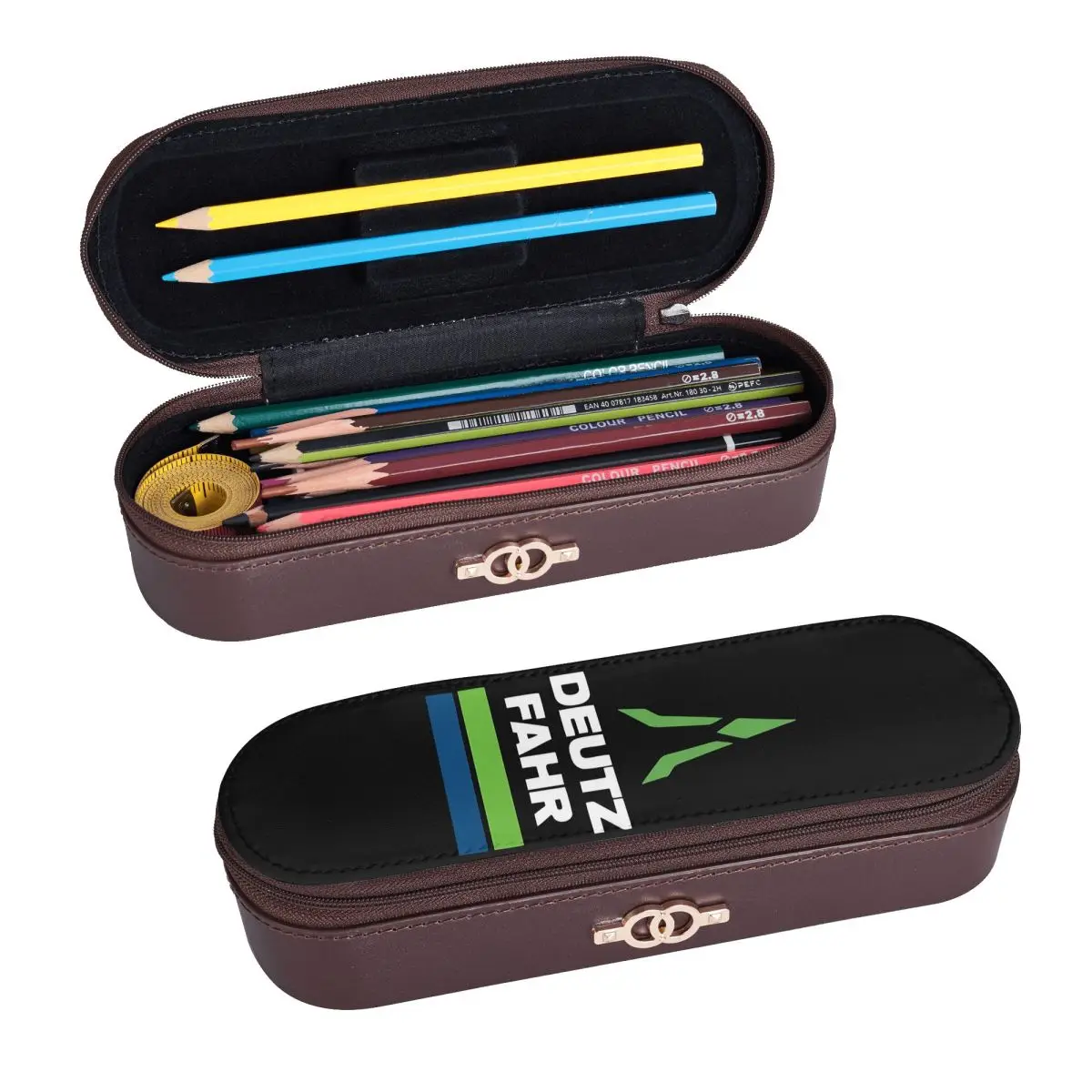 Best Seller Deutz Fahr Logo Merchandise Essential Leather Pencil Case Pen Holder Storage Stationery Supplies Pen Box