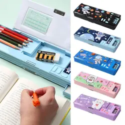 Dubbellaags Etui Pennenbak Met Rekenmachine Astronaut Ontwerp Briefpapier Organizer Grote Capaciteit Briefpapier Opbergdoos