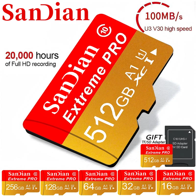 Quick TF Cards 512GB 256GB 64GB 32GB SD Cards Micro TF SD Card Memory Card UHS-I V10 X-Ray Proof for Smart TV/Tablet