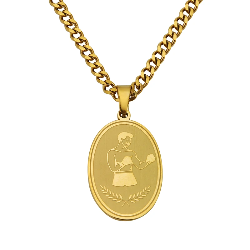 Tiki 2025 Trend Necklaces Fashion Boxing Oval Gloves Solid Color Pendant Men's Sports Casual Jewelry Hip Hop Decoration Men Gift