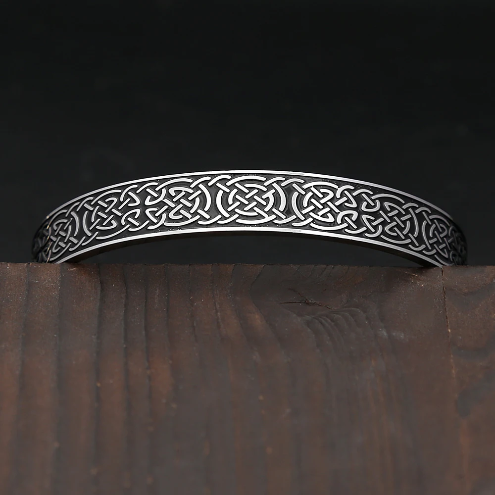 

Fashion Vintage Nordic Style Vikings Bracelet Stainless Steel Punk Casual Cuff Adjustable Bangles For Men Women Couple Jewelry