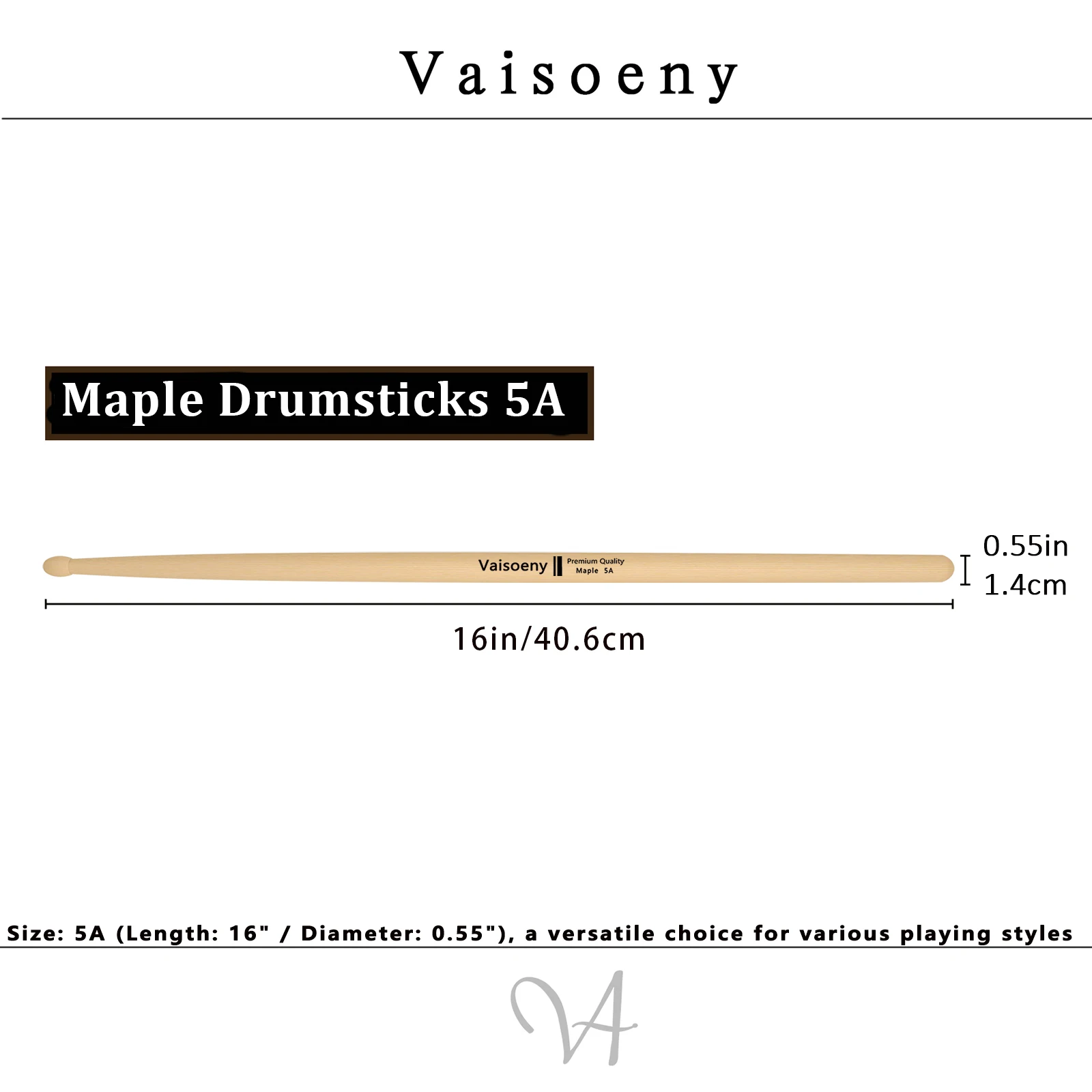 12 Pairs 5A Maple Wood Drumsticks High-Quality for Enhanced Speed & Control, Ideal for Technical Drills & Pros (FM-5A-12P)