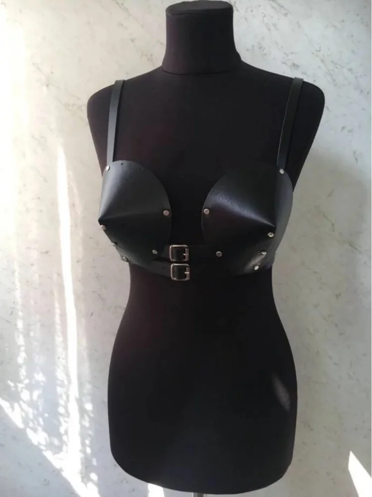 

Music Festival Black Fashion Sexy Gothic Steampunk Leather Vest Adult Female Role Playing Girls Group Stage Performance Belt