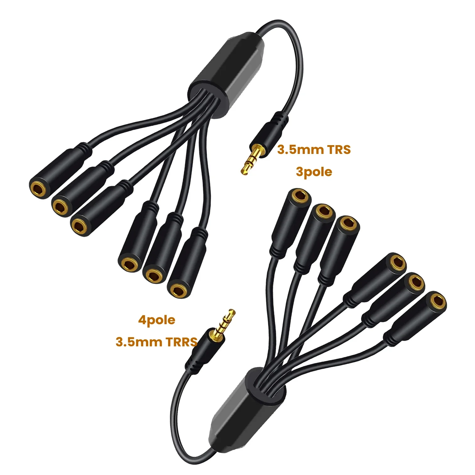 1/8 TRS/TRRS 3.5mm Headphone Splitter Male To Female Audio Extension Cable 6 Ports Stereo AUX Adapter