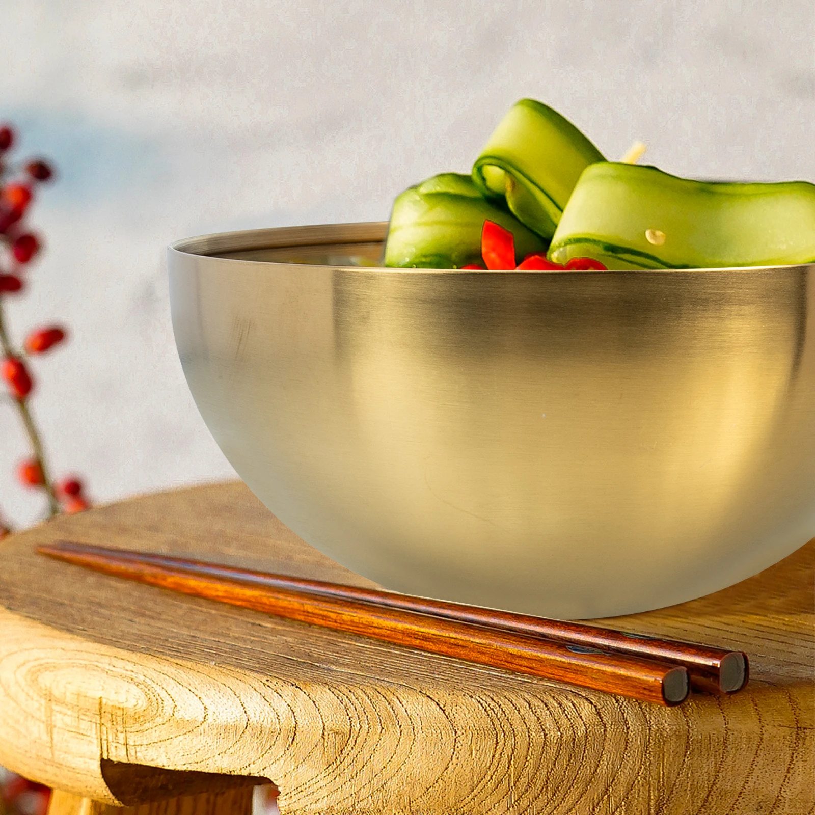 

Salad Bowl 15cm Golden Stainless Steel Smooth Easy to Clean Kitchen Gadget Fruit Snack Serving Container for Parties