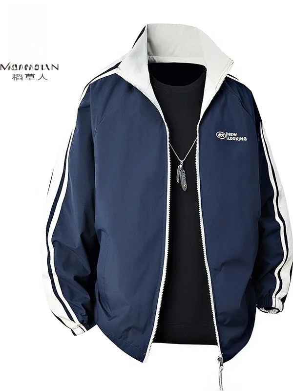 

Двусторонняя одежда, мужская куртка, повседневная спортивная куртка с воротником-стойкой, свободная посадка, осеннее новое модное брендовое мексиканское пальто St Man