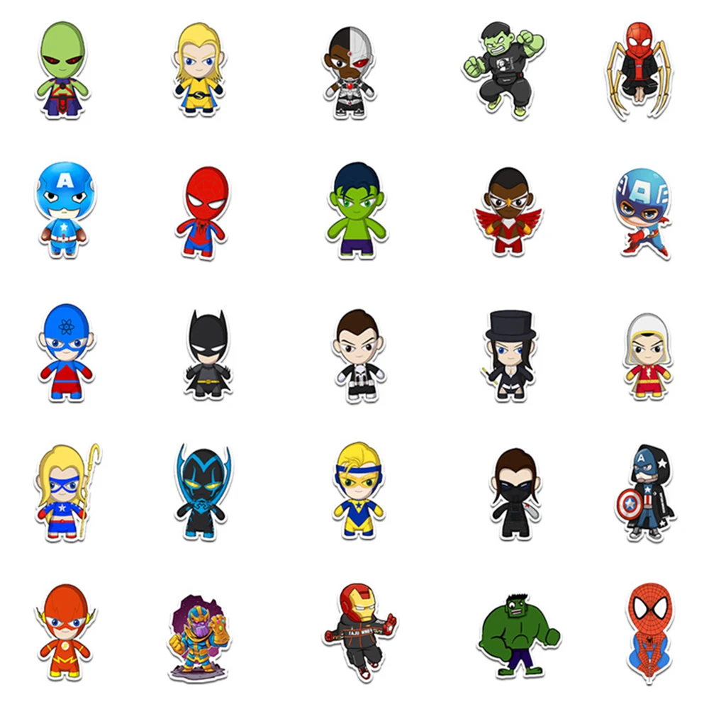 10/30/50PCS Disney Marvel The Avengers Cute Super Hero Cartoon Stickers per bambini fai da te Scrapbook Laptop frigo Car Wall decalcomanie giocattolo