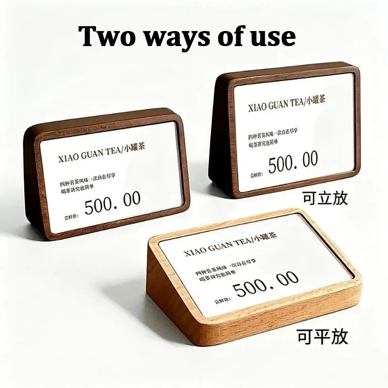 5pcs/lot Walnut/beech Wood Mini Price Tag Sign Holder Display Stand Snack Price Card Tag Shop Label Holder Table Number Name