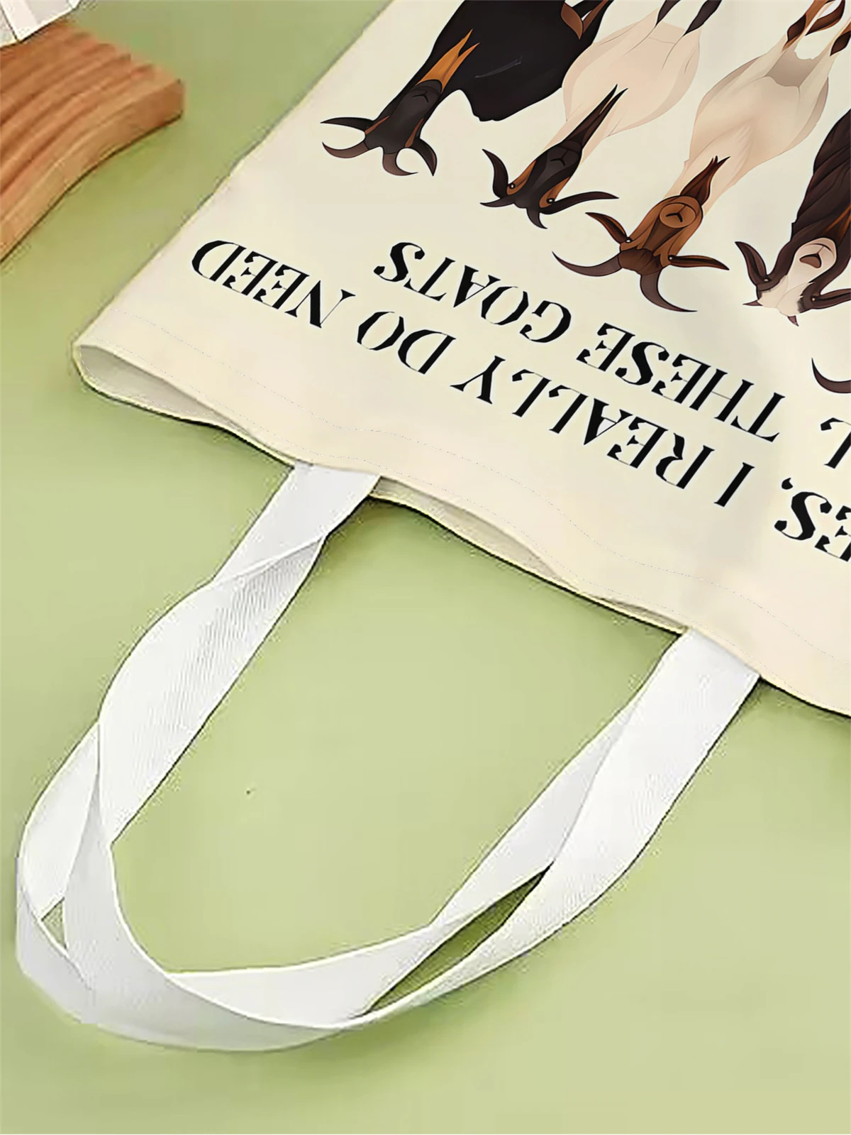 قطعة واحدة، حقيبة يد بنمط الماعز الكرتونية، حقيبة يد عصرية قابلة لإعادة الاستخدام، حقيبة يد متعددة الوظائف، حقيبة تسوق قماشية مطبوعة