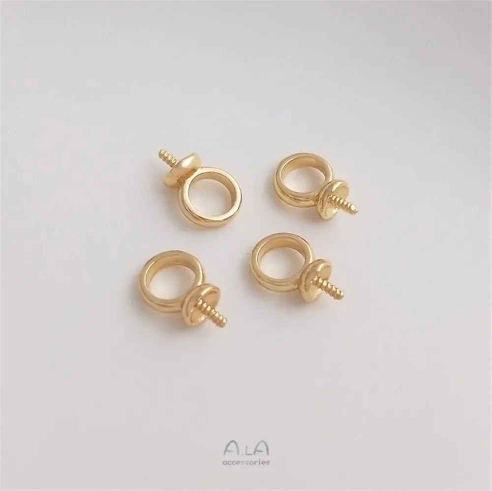 14k banhado a ouro cor grande buraco pingente de olho de ovelha mão-vara meio buraco material pingente de pérola de cristal