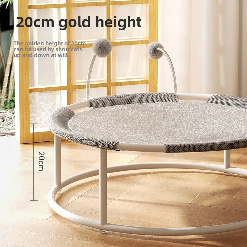 卸売 夏用 通気性 錬鉄製 猫用ネスト 四季通用 防湿 猫用ハンモック 丸型 メッシュ ペット 猫用トランポリン