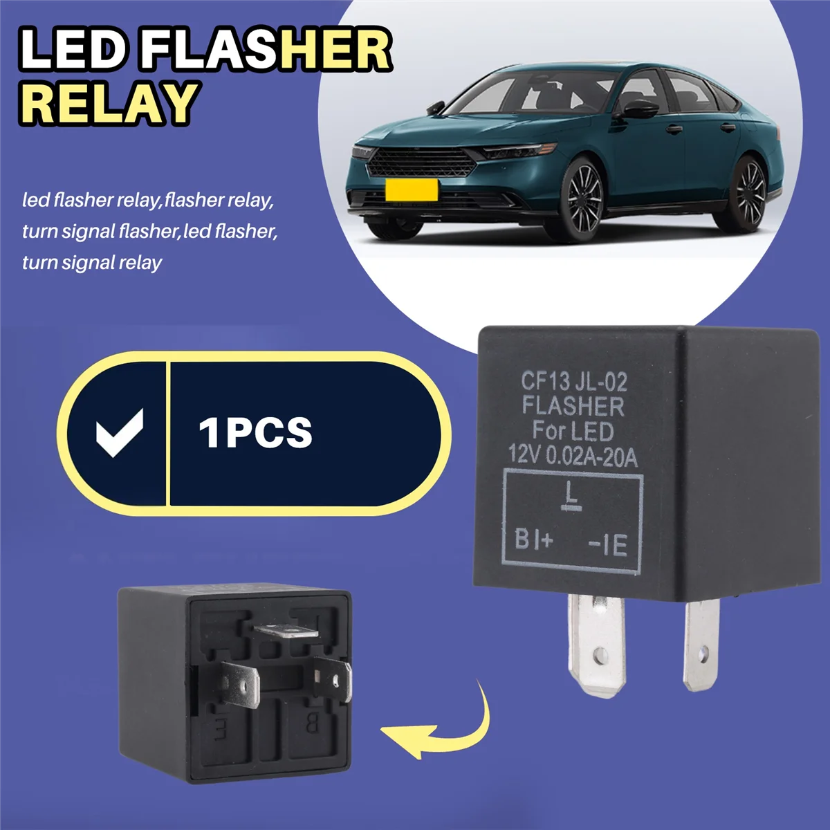 Y59ACar 3-pin CF-13 Electronic LED 12V Flasher Relay Fix for Turn Signal Blinker